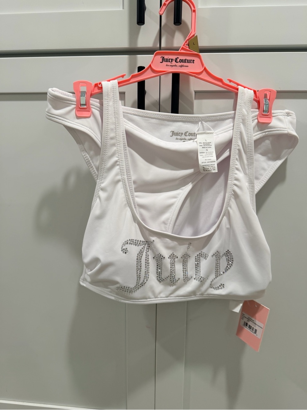 Juicy Couture White Rhinestone Bikini 2 Piece Set Large NWT